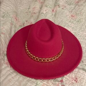 Altar'd State Pink Hat with Gold Chain